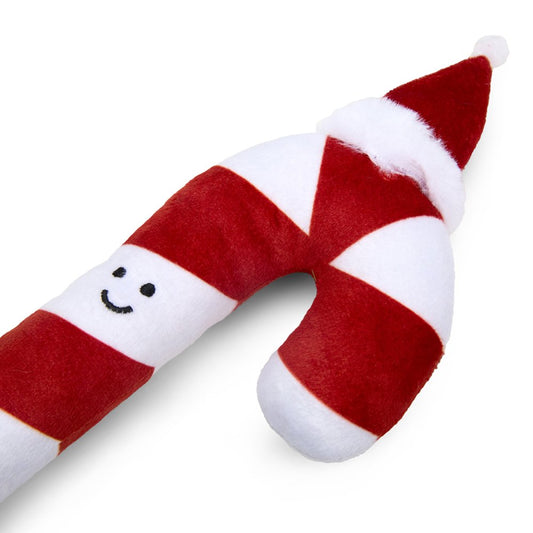 Petface Candy the Christmas Cane Plush Dog Toy Close Up