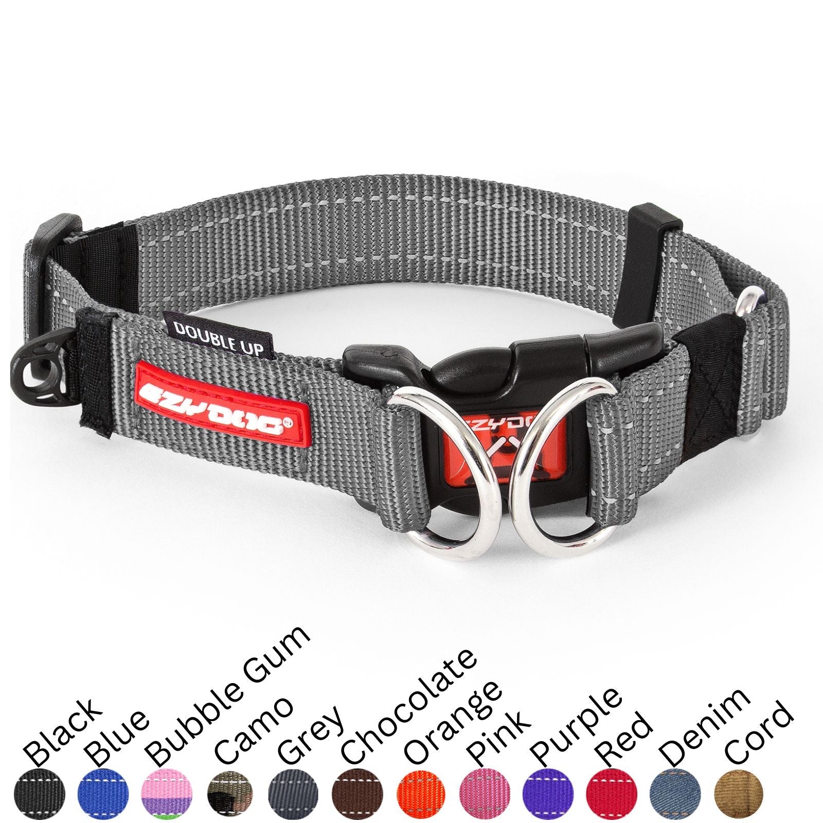 EzyDog Double Up Collar Grey with all colour swatches
