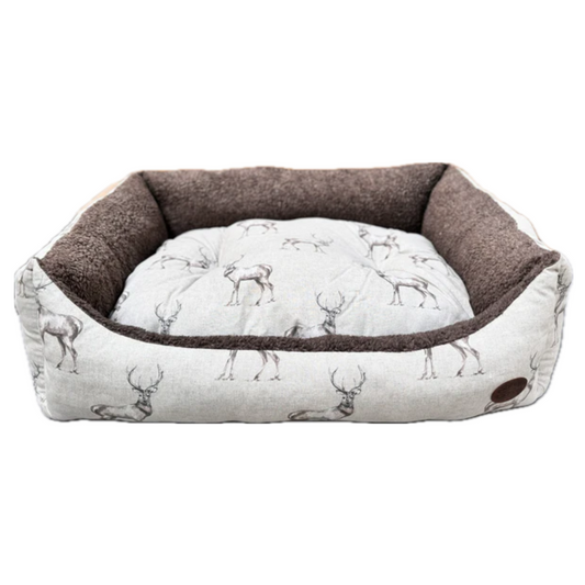 Snug and Cosy Moorland Stag Rectangle Dog Bed