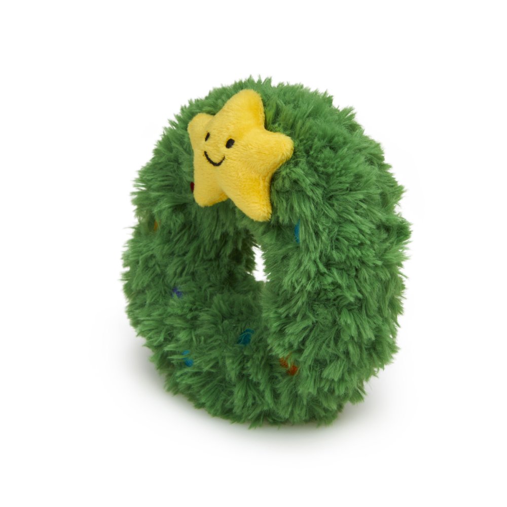 Right view of Petface Remy Wreath plush and rubber squeaky Christmas dog toy