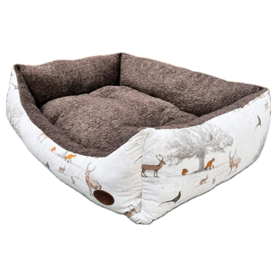 Woodland Rectangular Dog Bed FleeceSide
