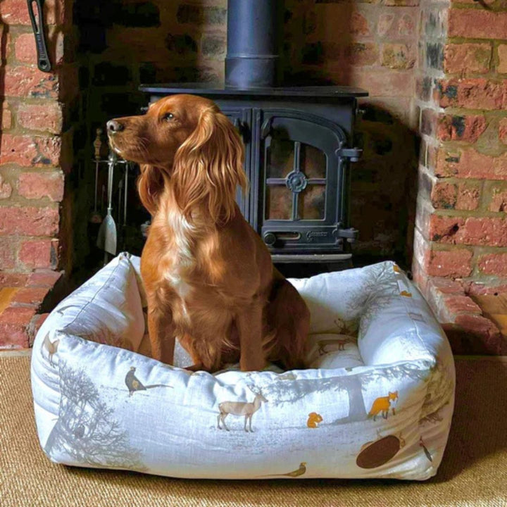 Woodland Rectangular Dog Bed with Dog