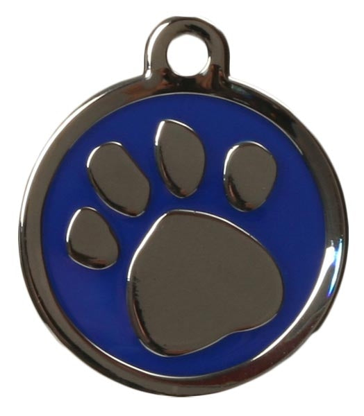 Blue Pawprint Dog ID Tag