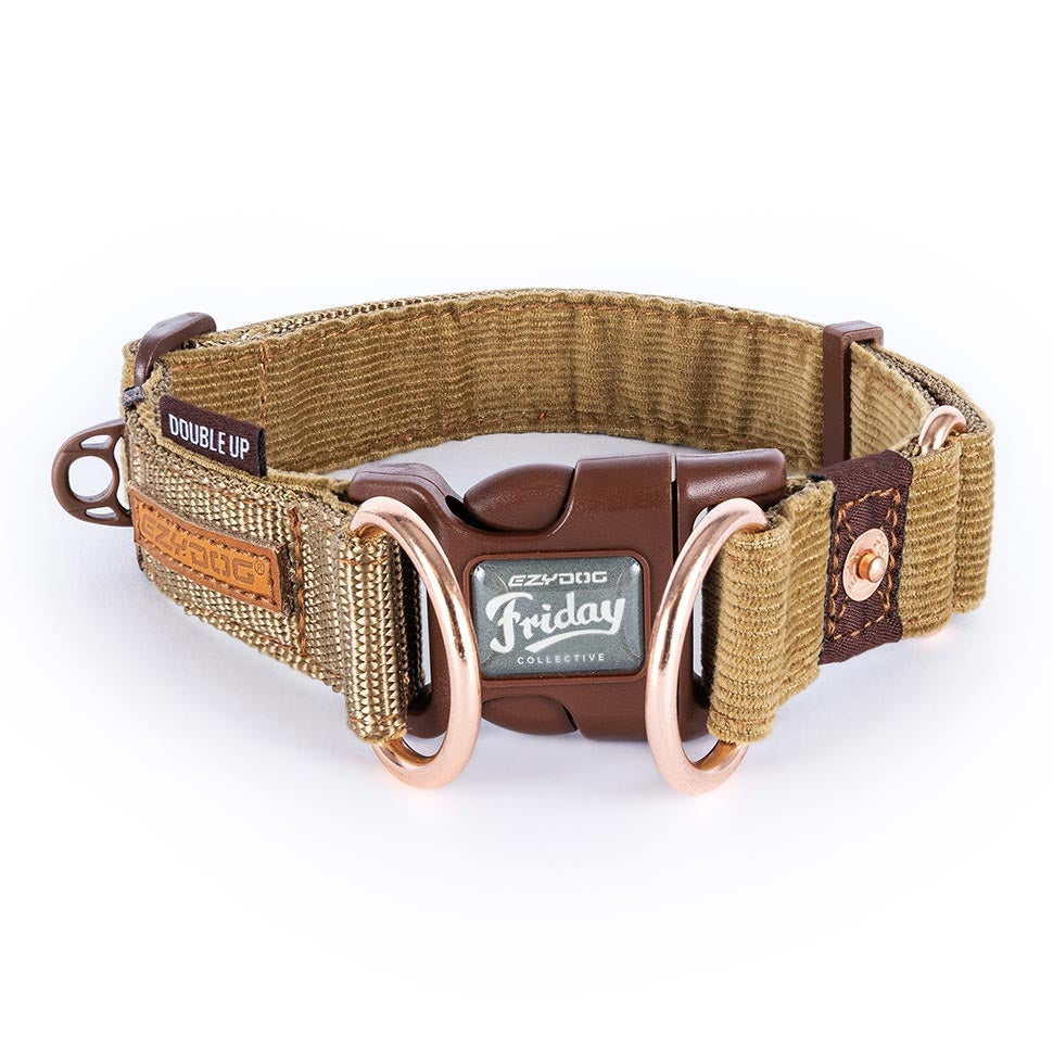EzyDog Corduroy Double Up Dog Collar Front