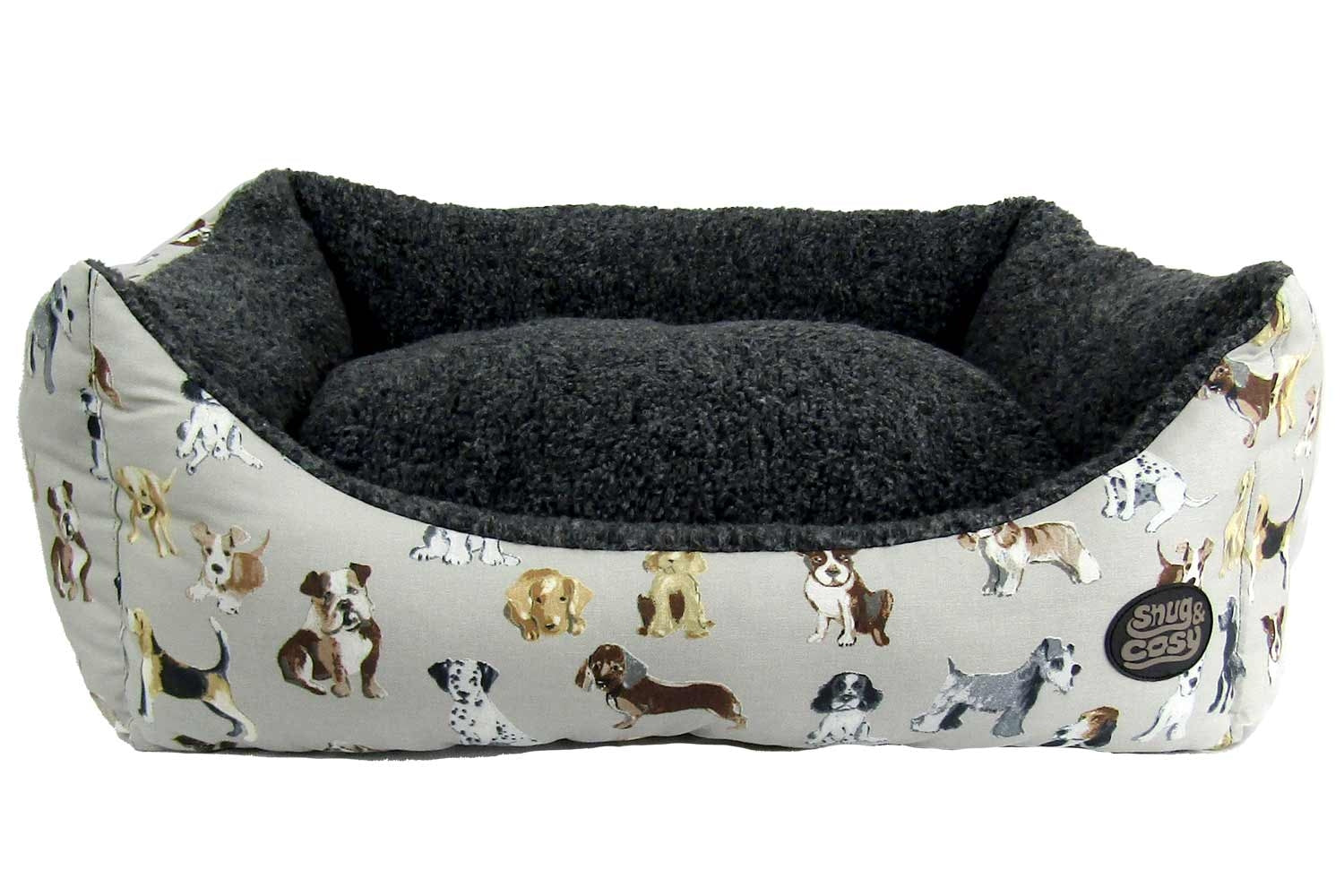 Dog Print Dog Bed with Fleece