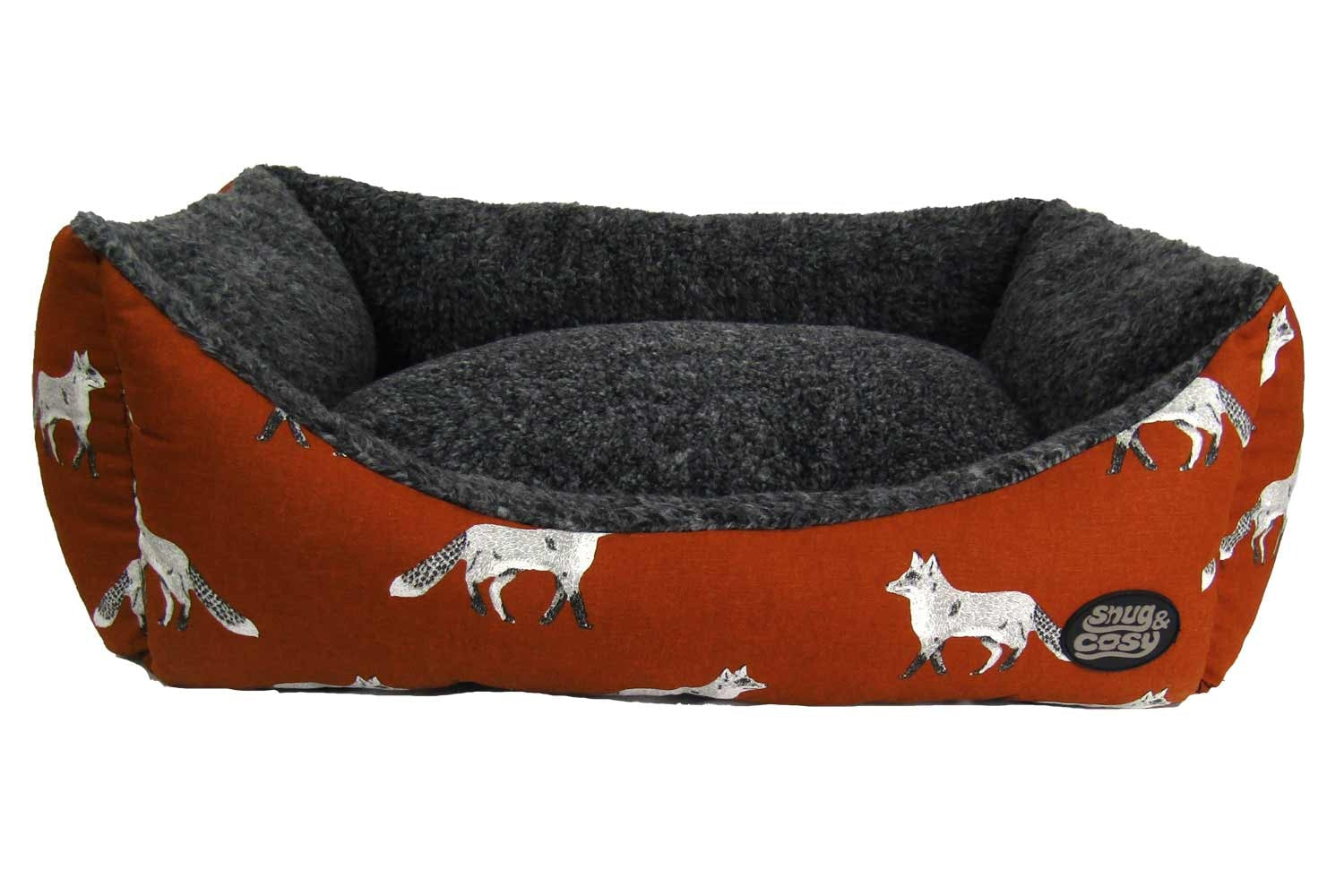 Fox Print Rectangular Dog Bed with Fleece
