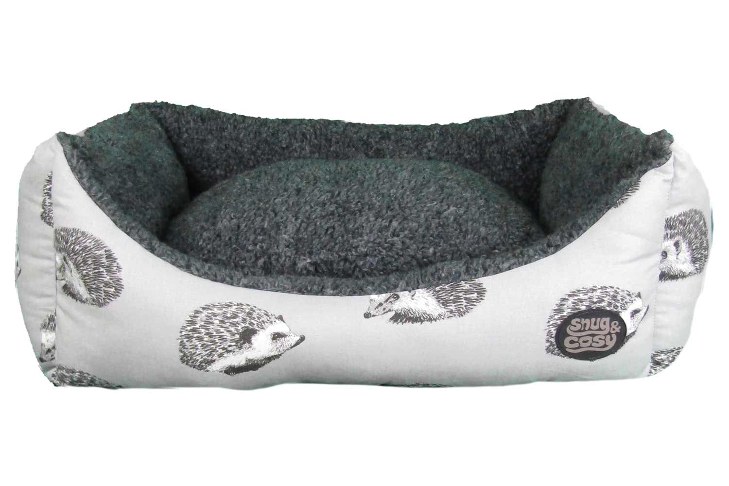 Hedgehog Print Dog Bed with Fleece