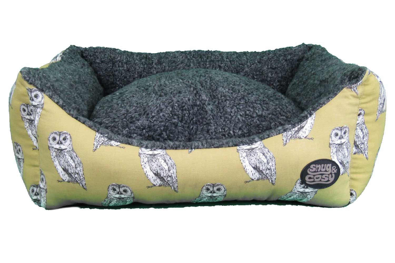 Owl Print Dog Bed with Fleece