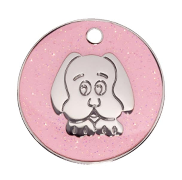Pink Glitter Dog Face ID Tag