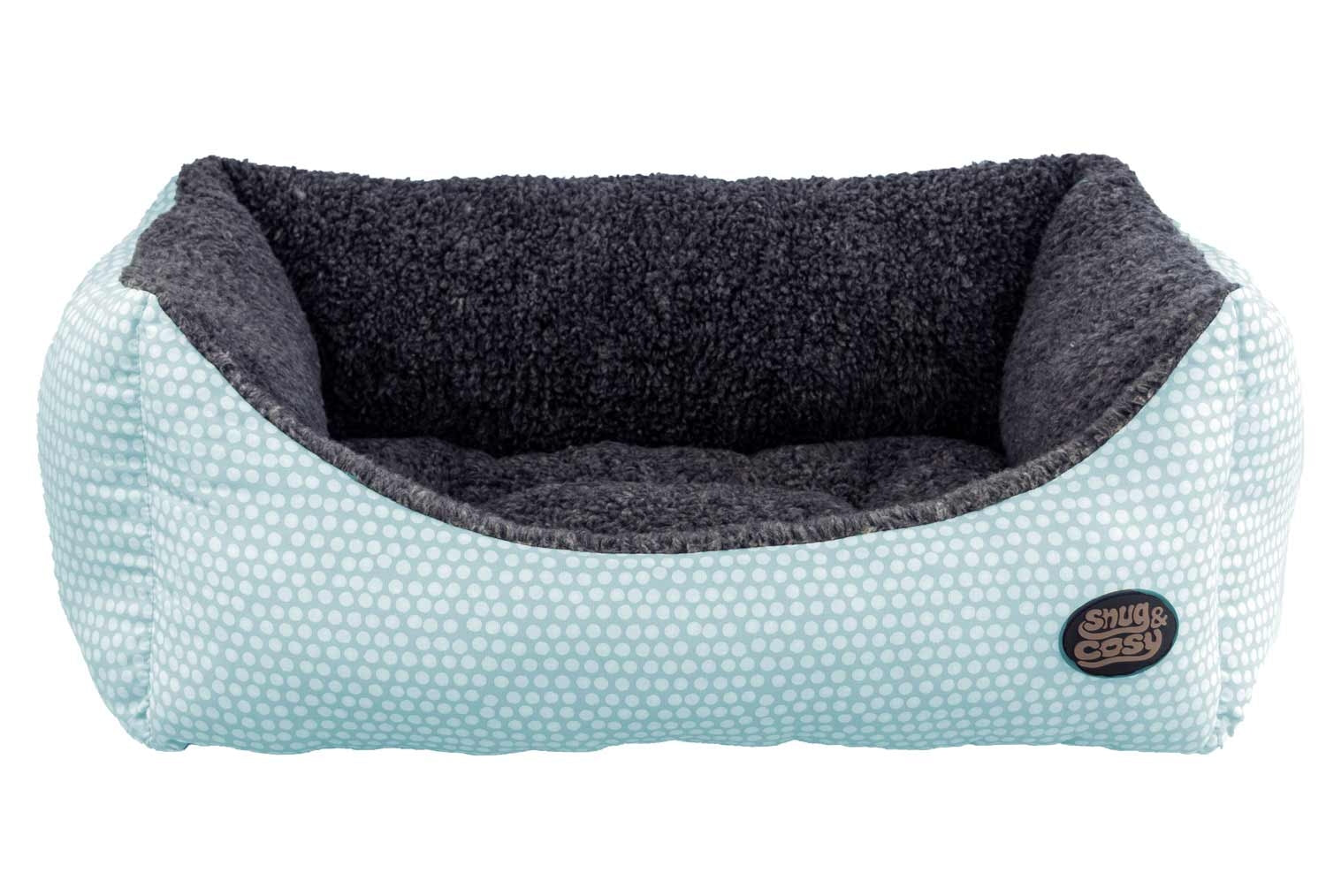 Light Blue Polka Dot Dog Bed with Fleece