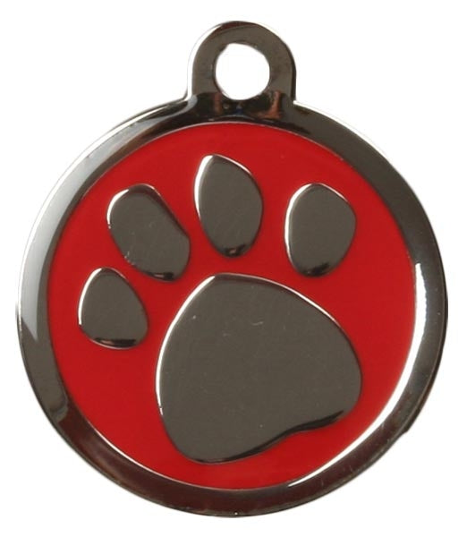 Red Pawprint Dog ID Tag