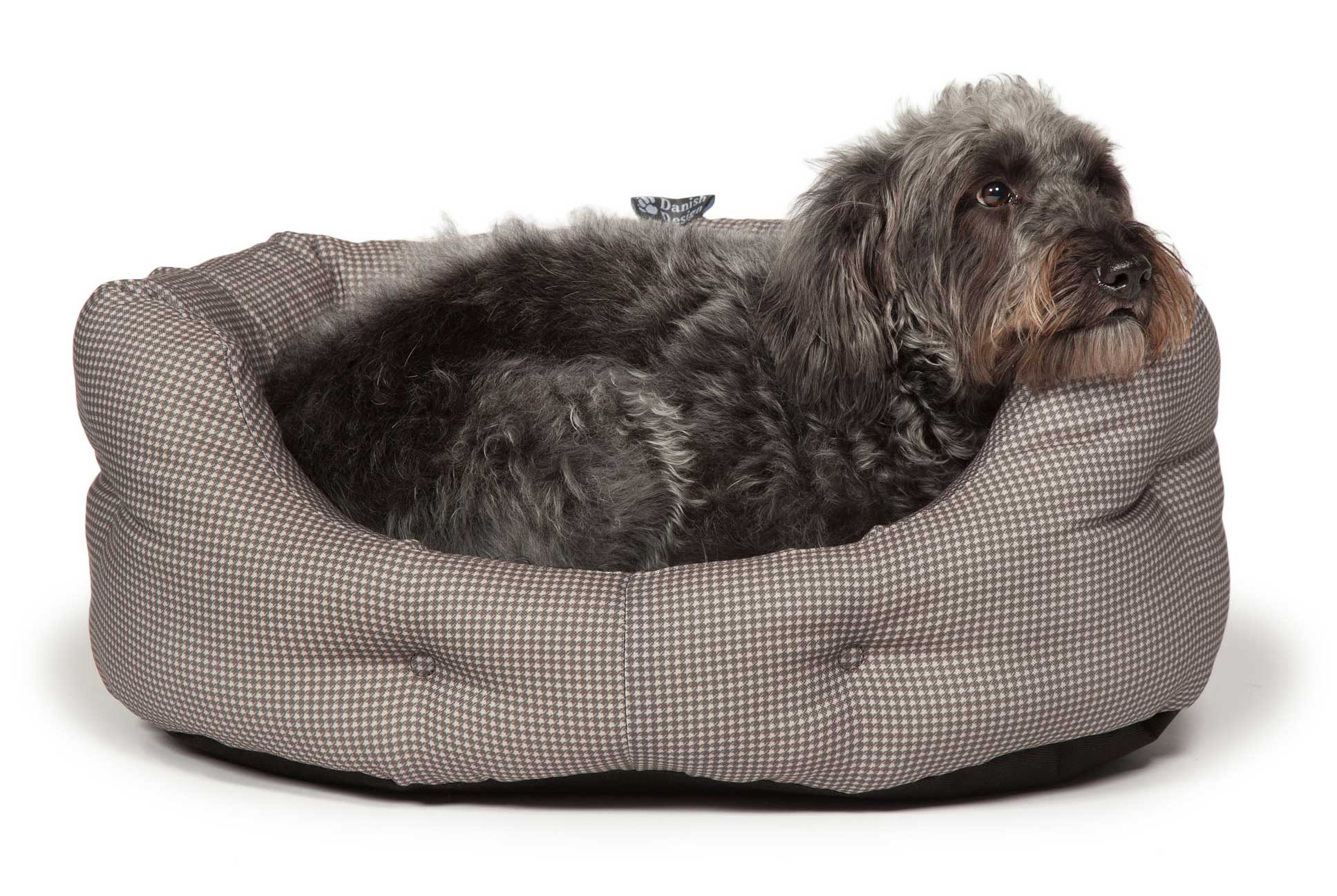 Danish Design Vintage Dogstooth Deluxe Slumber Dog Bed with Dog