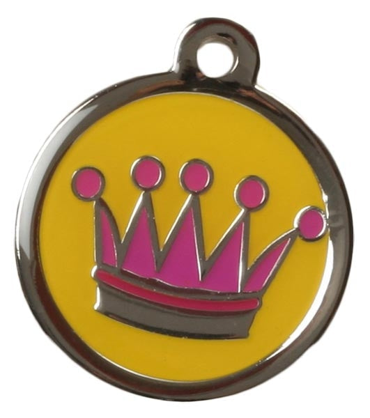 Yellow & Pink Crown Dog ID Tag