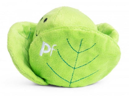 Petface Christmas Brussels Sprout squeaky dog toy (8 cm) - shows leaves