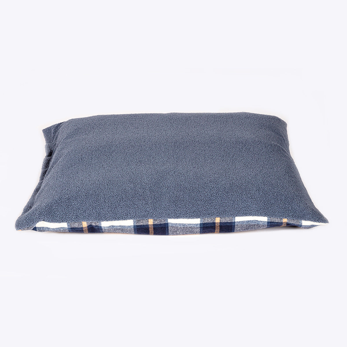 Danish Design Bowmore Navy Duvet Dog Bed showing the fleece side of the bed