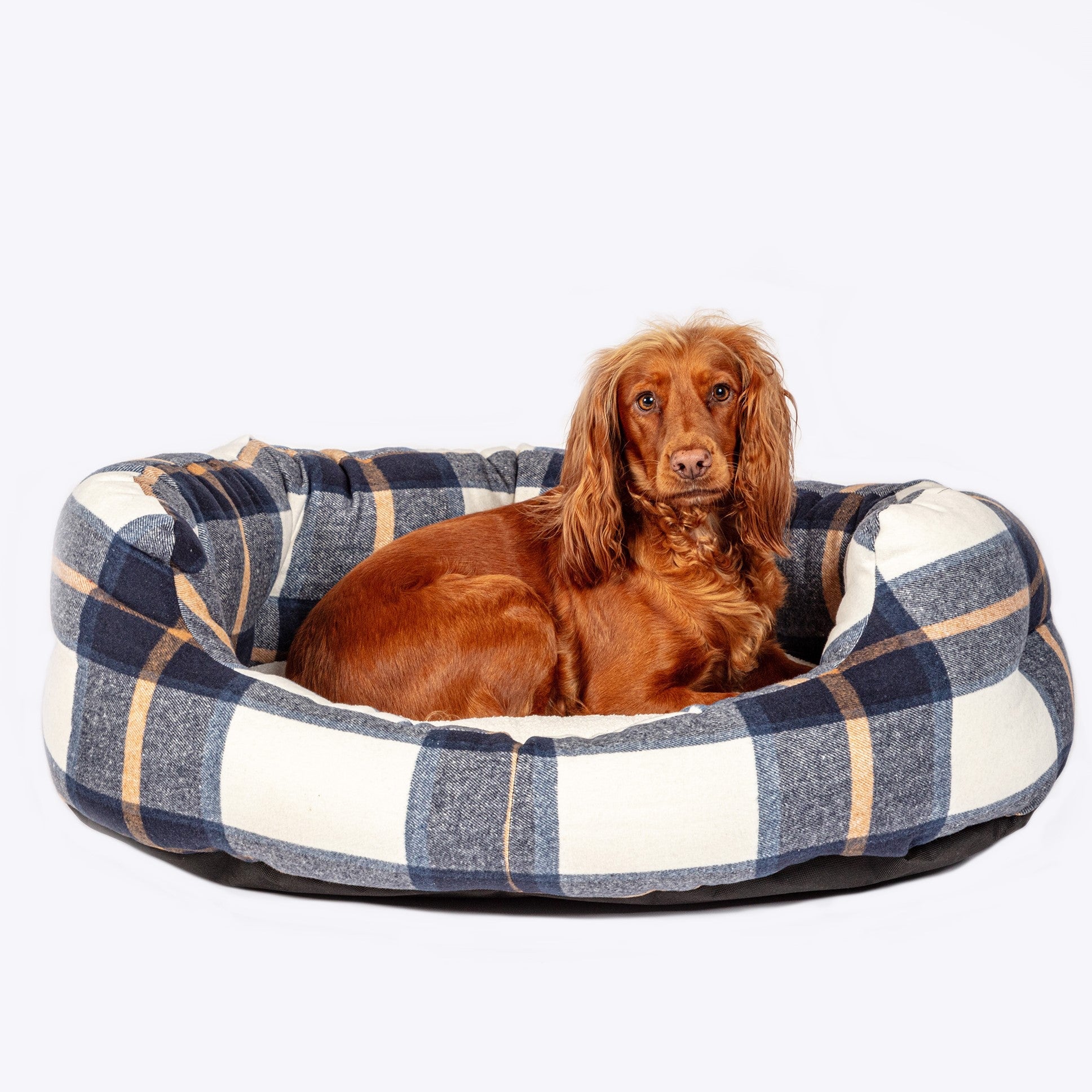 The Bowmore Deluxe Slumber Dog Bed with a dog laying in the bed