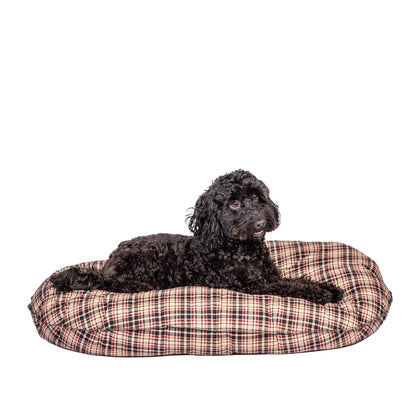 Classic Check Quilted Mattress Dog Bed With Dog 