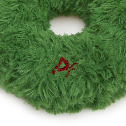 Close back view of Petface Remy Wreath plush and rubber squeaky Christmas dog toy