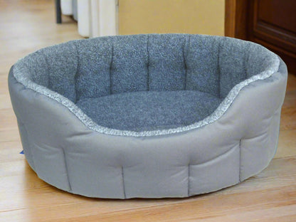 Premium Oval Bolster Style Heavy Duty Fleece Lined Machine Washable Dog Bed