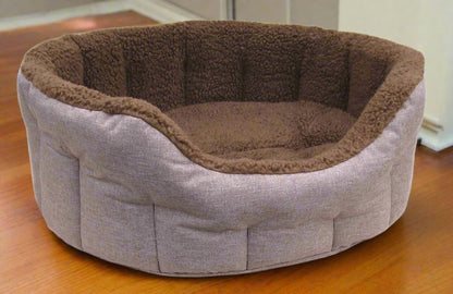 Premium Oval Bolster Style Heavy Duty Fleece Lined Machine Washable Dog Bed