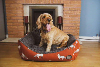 Fox Print Rectangular Dog Bed with Dog