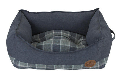 Grey Square Check Dog Bed