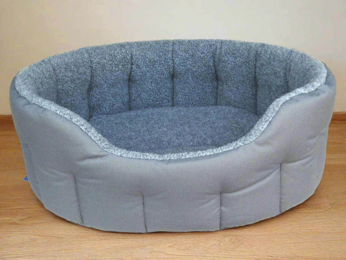 Premium Oval Bolster Style Heavy Duty Fleece Lined Machine Washable Dog Bed