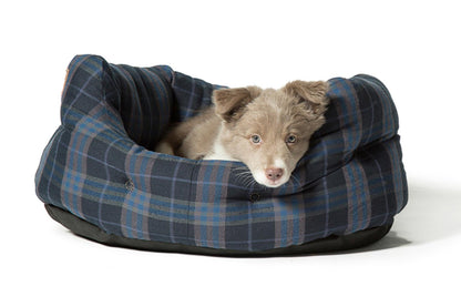 Danish Design Lumberjack Deluxe Slumber Dog Bed-Navy/Grey-X-Large with Dog