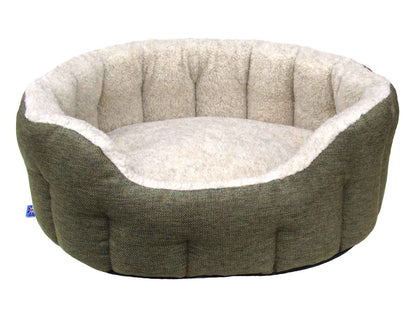 P&L Premium Oval Basket Weave & Sherpa Fleece Softee Dog Bed