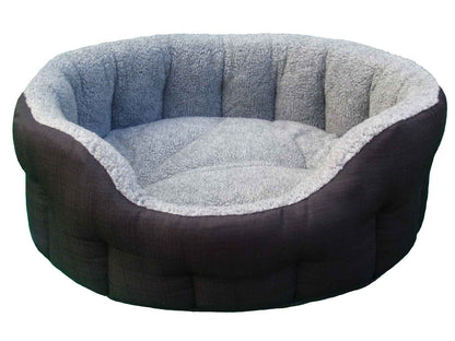 P&L Premium Oval Basket Weave & Sherpa Fleece Softee Dog Bed