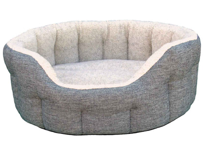 P&L Premium Oval Basket Weave & Sherpa Fleece Softee Dog Bed