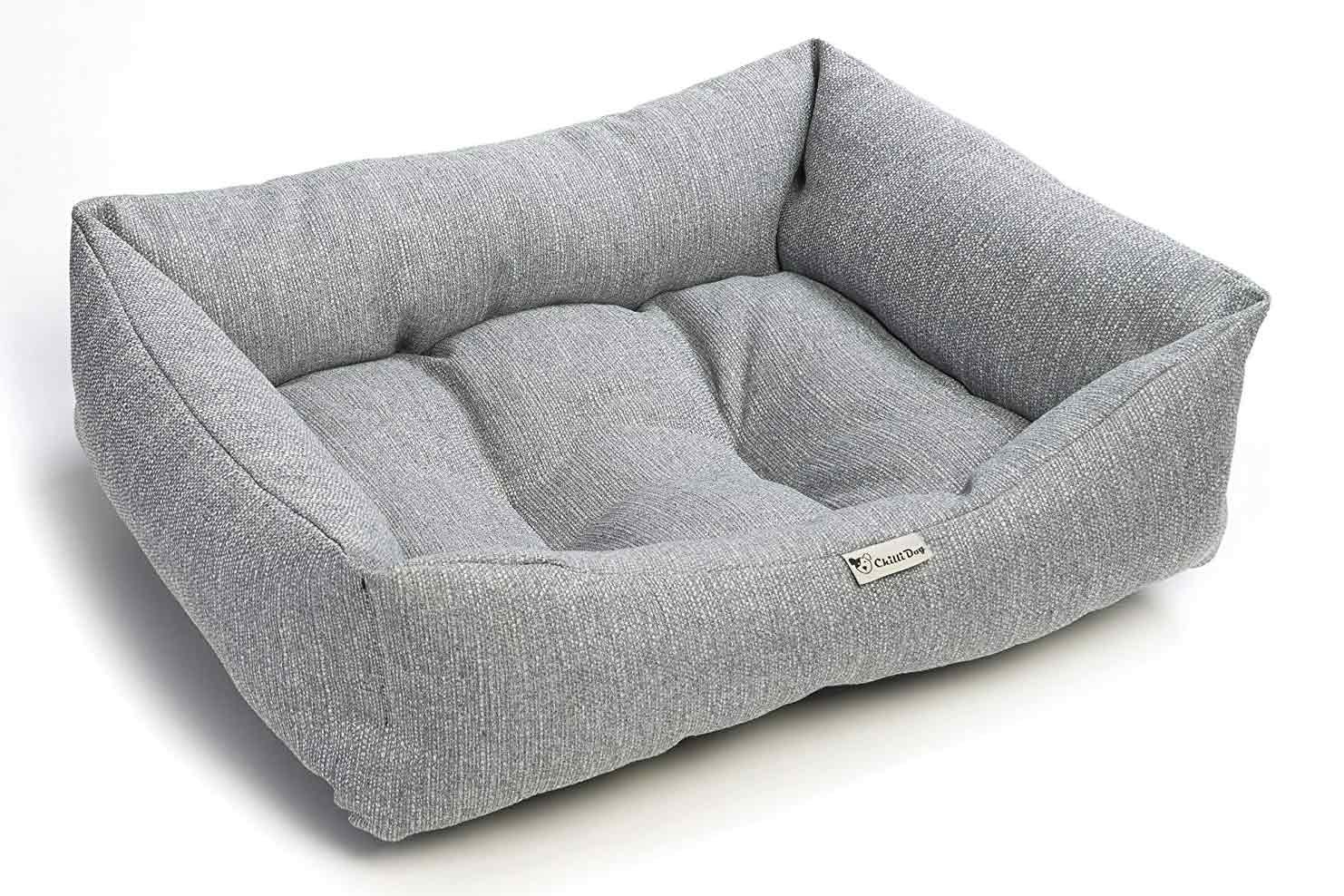 British Made Chilli Dog Stone Linen Look Dog Bed Dog Beds UK