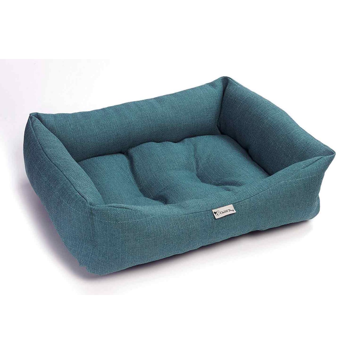 British Made Chilli Dog Turquoise Linen Look Dog Bed Dog